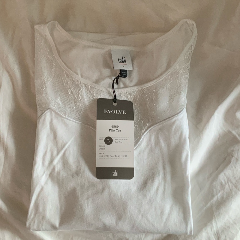 CAbi White Short Sleeve Tee